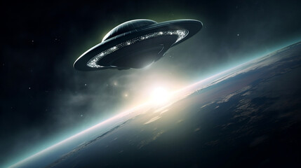 Obraz premium UFO Unidentified Flying Object Clipping Path. Ufo in earth. Generative AI.
