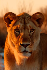 Fototapeta premium portrait of snow lion. Generative AI 