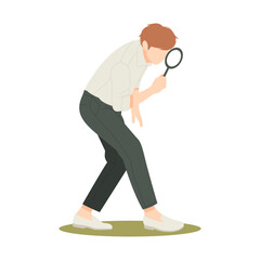 people use magnifying glass isolated illustration