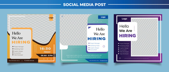 We are hiring job vacancy square banner or social media post template 
