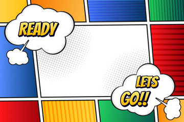 Colorful frame background comic style, vector illustration © Toing