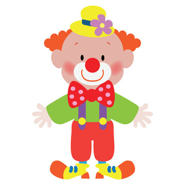 Cute colorful circus clown vector cartoon illustration