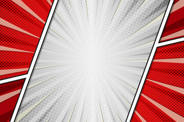 Obraz premium Red and white modern comic style background, vector illustration