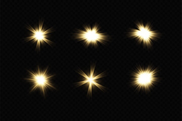 Golden light vectors.Bright gold star.Light flash.Gold glitter.