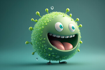 Happy smiling bacteria isolated. cartoon characters. generated ai