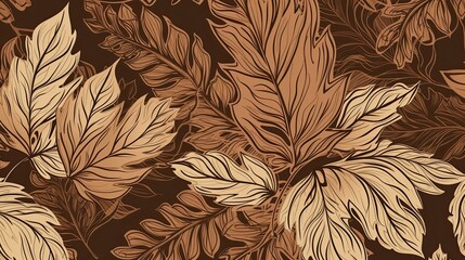 Botanical seamless pattern with vintage leaf illustration for textile design. Generative AI