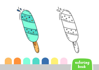 Coloring Book for Kids Ice Cream Popsicle Page for books Magazines Vector Illustration Template