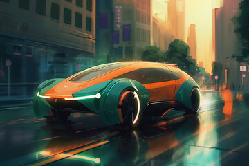Naklejka premium future eco-friendly car, generative ai