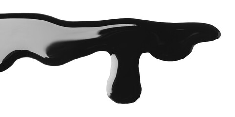 Black glossy paint spilled on white background