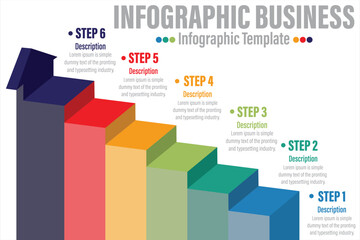 Vector creative infographic of columns bar chart with six options. Modern comparison business table isolated on transparent background. Design timeline with data slide template