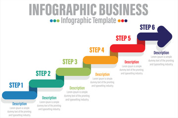 vector illustration 6 Step or Six option for process, presentations, layout, banner,info graph