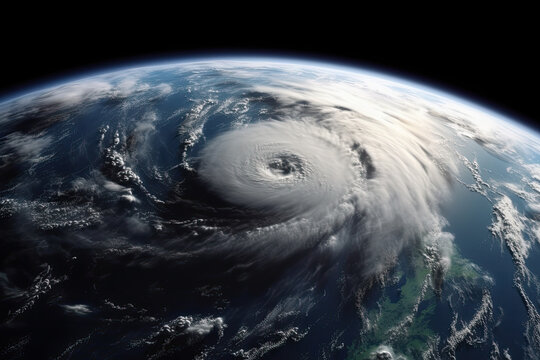 Hurricane from space. The atmospheric cyclone. Elements of this image furnished by NASA, generative AI