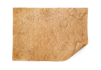 Parchment isolated on white. Old paper texture
