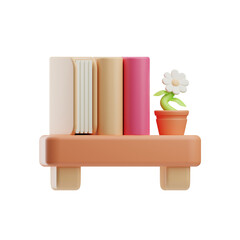 office work book shelf illustration 3d