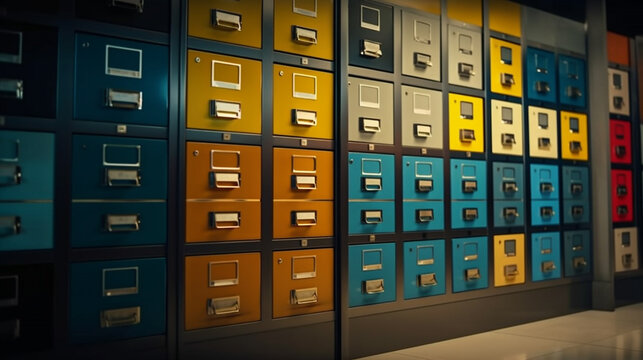 Filing cabinet with documents. Generative Ai
