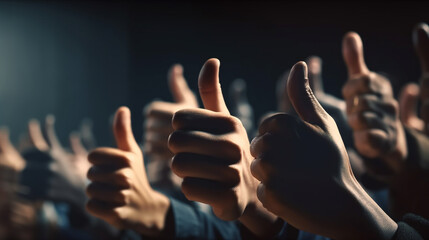 Business team making thumb up sign. Generative Ai