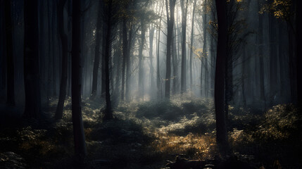 Dark Fogged Forest
