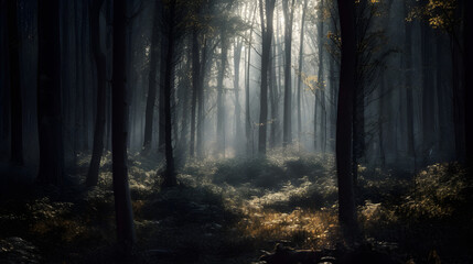 Fototapeta premium Dark Fogged Forest