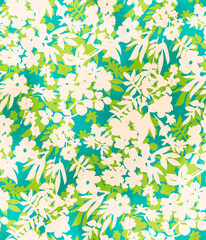 Abstract Flowers Silhouette Watercolor Effect Tiny Ditsy Florals Branches Trendy Fashion Design Seamless Pattern Chic Colors