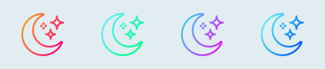 Moon line icon in gradient colors. Crescent signs vector illustration.
