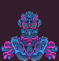 Illustration of a Robot Warrior from the Future