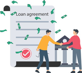 Loan agreements borrow money from the bank, mortgage, debt or obligation, personal loan or financial support concept, loan agreement concept
