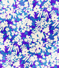 Abstract Flowers Silhouette Watercolor Effect Tiny Ditsy Florals Branches Trendy Fashion Design Seamless Pattern Chic Colors