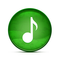 Music icon on classy splash green round button illustration
