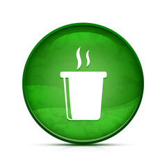 Fast food hot drink icon on classy splash green round button illustration