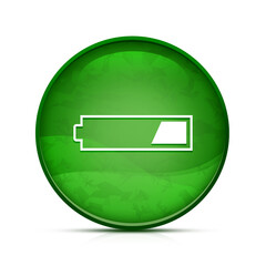 1 third charged battery icon on classy splash green round button illustration