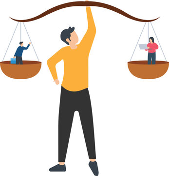 Principles and business ethics to do right things, social responsibility or integrity, trust, balance and justice illustration concept
