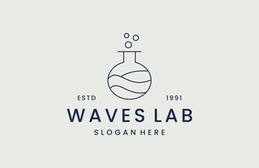 Waves lab logo vector icon illustration hipster vintage retro .