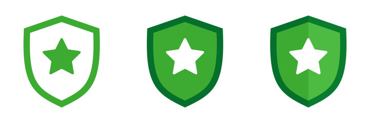 Shield with a star. Set of illustrations