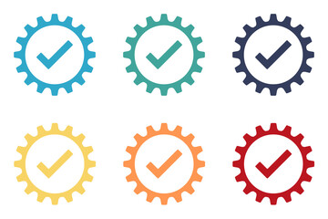 Check mark in the mechanism. Set of illustrations