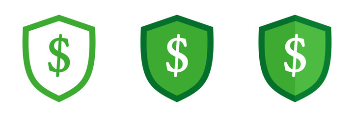 Fototapeta premium Shield with dollar sign. Set of illustrations