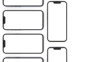 Mobile app design phone showcase mockup with space for text isolated on white background. 3d render.