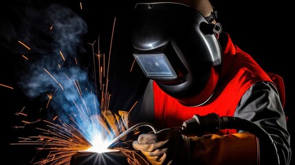 welder is welding metal , industry them bokeh and sparkle background, Generative Ai	
 - obrazy, fototapety, plakaty