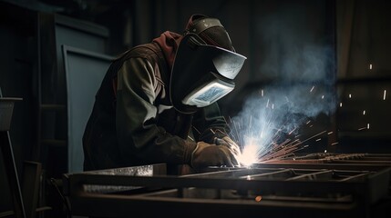 welder is welding metal , industry them bokeh and sparkle background, Generative Ai	
 - obrazy, fototapety, plakaty