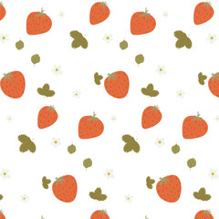 Seamless pattern. From strawberries and leaves flowers. seamless pattern with fruits