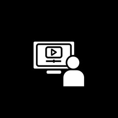 Live online learning icon for web design isolated on black background