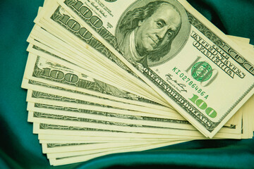 Dollars and shackles with drugs on a beautiful background close-up