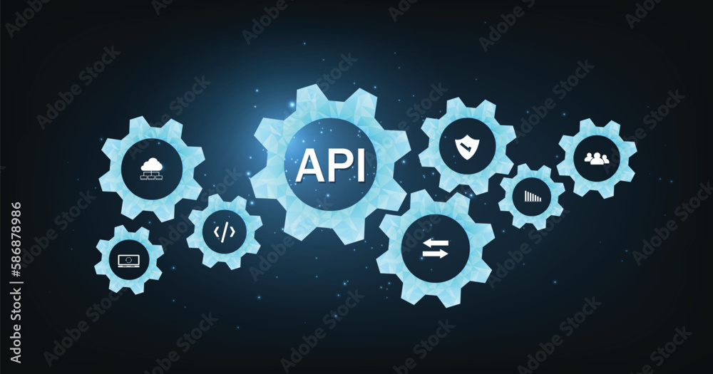 Fototapete application programming interface (api). software development tool, information technology, modern t