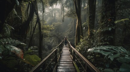 a woman walking on nature explorer trail, Generative Ai