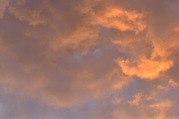 Amazing clouds in the sky during sunset, natural background