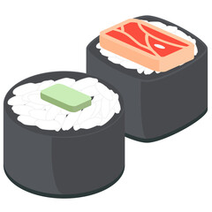 Sushi Salmon And Tuna Rolls Japanese Cuisine Food