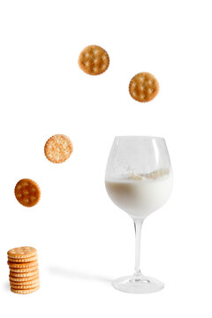 glass with milk on white background

