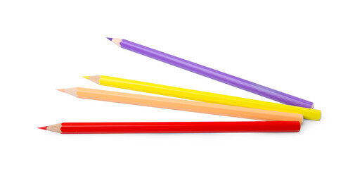 New colorful wooden pencils on white background