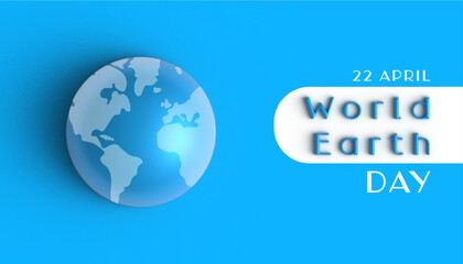 Vector 3d earth day illustration with planet on blue background,  three-dimensional