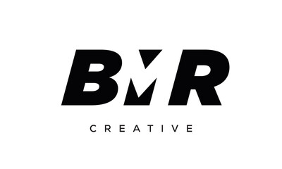 BMR letters negative space logo design. creative typography monogram vector