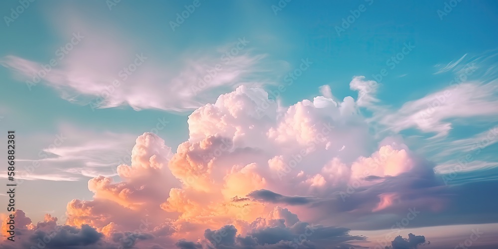 Poster summer landscape of colorful cloudy sky at sunset.colorful summer template. concept of recreation. g